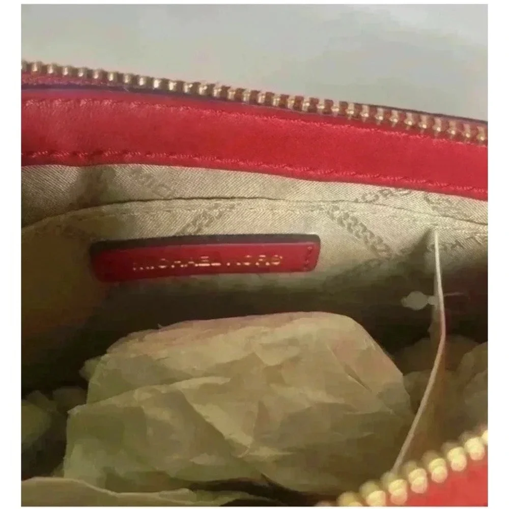 Michael Kors Empire Crimson Red Leather Convertible Crossbody Bag 32H3G8EC7L